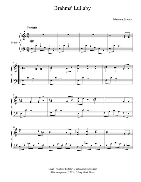 lullaby easy piano sheet music
